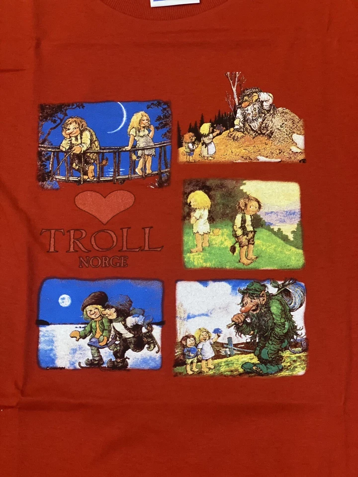 Vintage Norway Skiers Troll Norge T-Shirt Kids size 5-6 Toddler Red Cotton EUC - Image 2 of 4