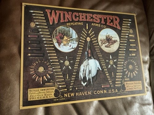 Winchester Ammunition ShotGun, Rifle, Hand Gun Shells Vintage Style Metal Sign - Picture 5 of 11