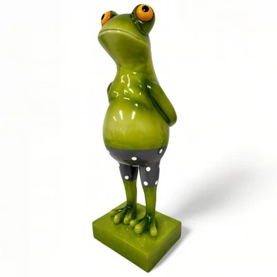 Frosch Dekofigur lustiger Badefrosch 44 cm grün Gartenfigur Frosch Pooldeko - Bild 1 von 3
