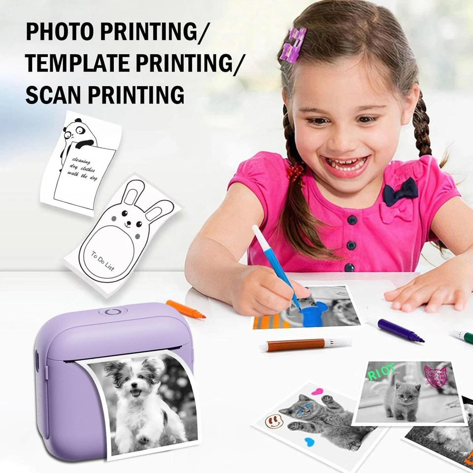 Thermo Mini Drucker Tragbar Digital Foto Klein Etikett Für Kinder Geschenke
