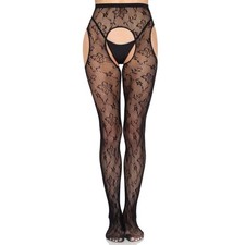 Leg Avenue 1967 - Spitzenstrumpfhose mit offenem Pferd Einheitsgröße schwarz Leg Avenue 1967 - Spitzenstrumpfhose mit offenem Pferd Einheitsgröße schwarz