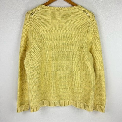 Talbots Petite Yellow Upcycled Cotton Blended Abstract Stripe Sweater Size XLP - Picture 2 of 8