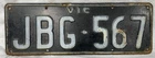 Vintage VICTORIAN Black & White Collector’s Car NUMBER PLATE “JBG567” Tin Sign
