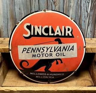 Vintage Sinclair Pennsylvania Motor Oil Porcelain Metal Gas Pump Plate Sign