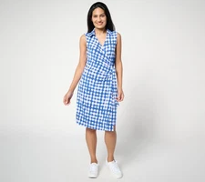 Susan Graver Women's Petite Dress P2XS Courtside Social Liquid Knit Blue A687889