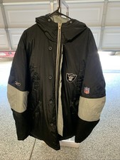 Vintage Reebok NFL On Field Oakland Raiders Down Parka Puffer Jacket Mens 2XL