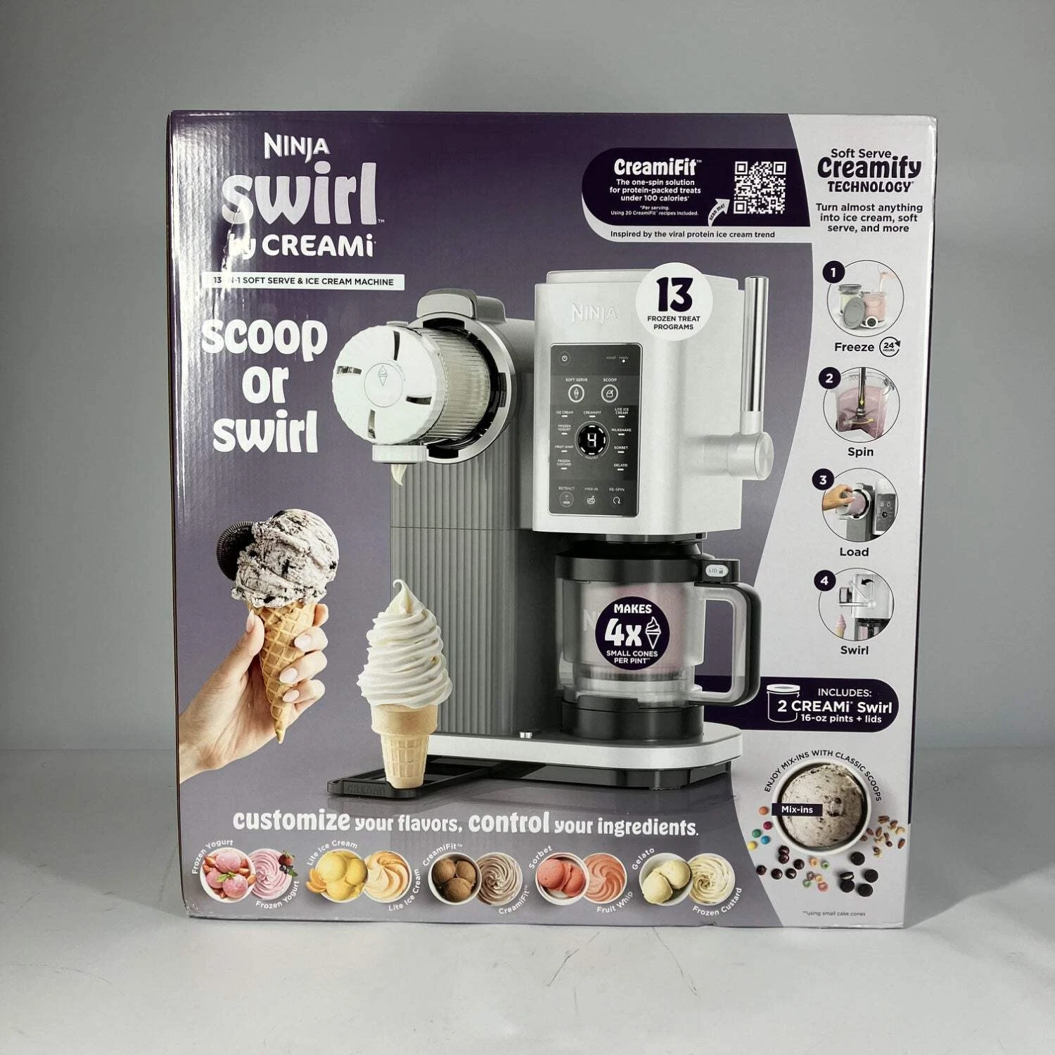 New Ninja Swirl By Creami 13-in-1 Soft Serve & Ice Cream Machine NC701