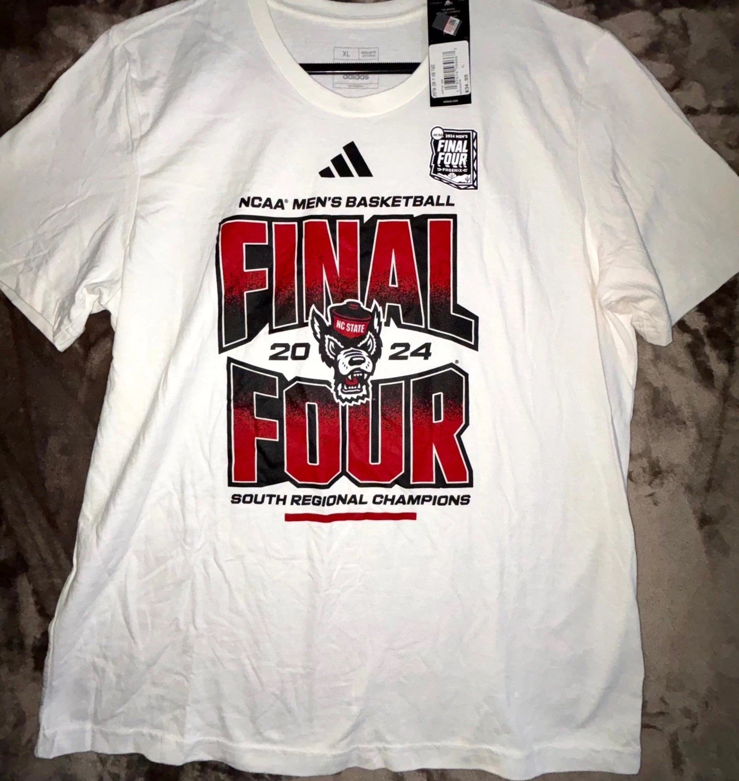 Adidas Basketball Final Four 2024 South Regional Champions Mens T-Shirt XL NCAA