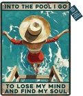 Vintage Aquatic Art Into The Pool Tin Metal Signs Home Décor 8x12