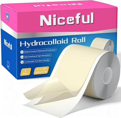 Hydrocolloid Roll for Acne Medical Grade, 2In*12Ft Pimple Patch Roll, Water-Resi