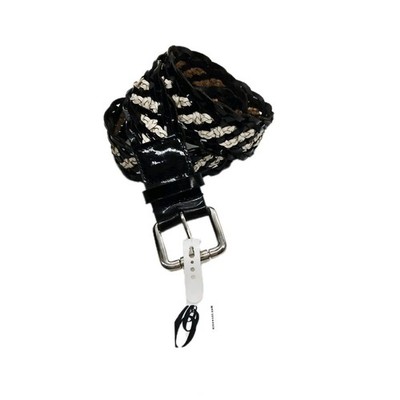 Womens Nine West Leather Belt Small Buckle Braided Black and  display picture 1