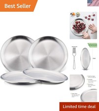 4-Piece Stainless Steel Plates for Kids   Safe, Durable, and Dishwasher Friendly