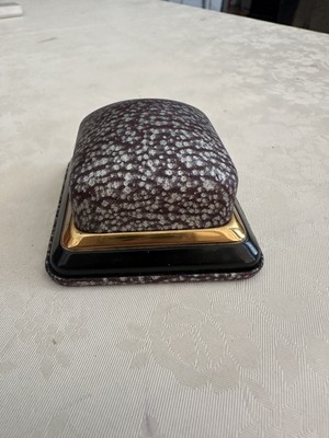 Vintage Art Deco Mottled Black Gold Double Ring Box 