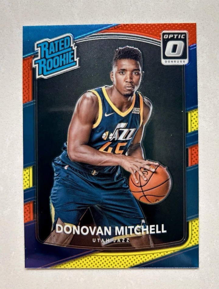 Donovan Mitchell Rated Rookie Red & Yellow - 2017-18 Panini Donruss Optic #188