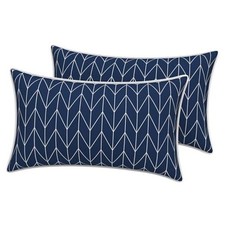 2 Pack Outdoor Lumbar Pillow Covers 20" x 12" Pack of 2 Herringbone Navy