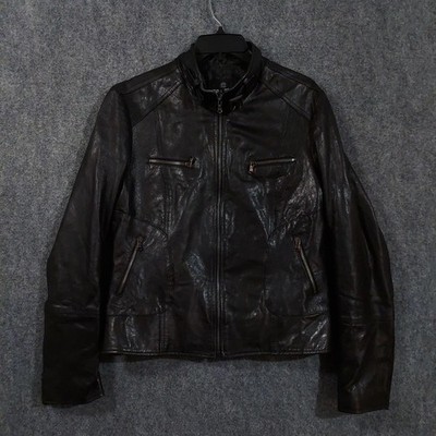 Vera Pelle ブラックレザージャケット 50 Vera Pelle Jacket Mens 50 Black Real Leather Moto Biker Zip Made