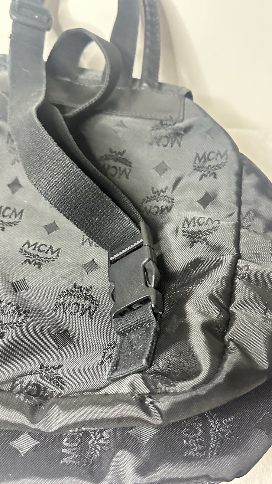 MCM Authentic Black Nylon Medium Backpack Vintage - image 10