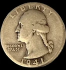 1941 Washington Quarter Silver 90% US Coin Circulated Original
