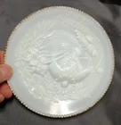 Vintage 19th Century Easter Greeting Milk Glass Plate 6 3/8"D