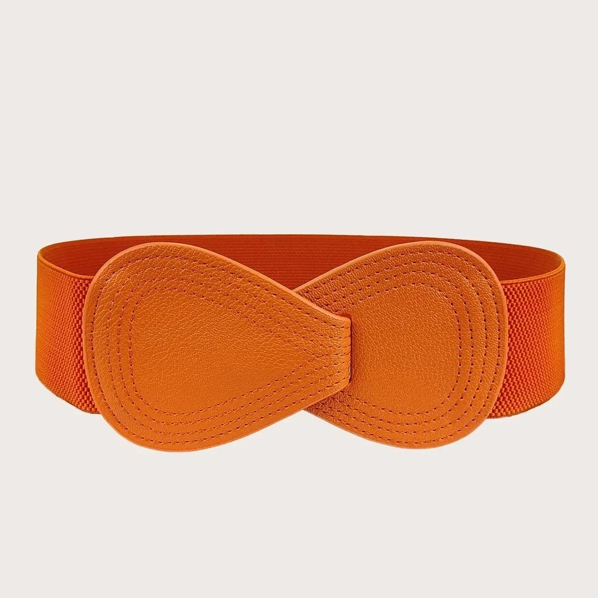 orange belts for dresses Inspire Chic Women's Plus Size Wide Obi Sash Belt Self-Tie Bowknot Elastic Waistband Corset Belt for Dresses & Coats 22.05-32.28 inch Orange, Size: 56