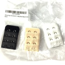 3pc Women 2 Hook Bra Extenders Black Nude White 3/4 Inch Strap