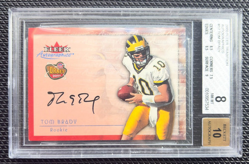 2000 Fleer Tradition Tom Brady Autographics #17 BGS 8, 10 Auto