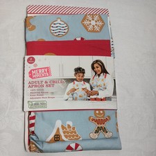 CHRISTMAS Adult & Child Matching Apron Set Kids gingerbread Winter Candycane 