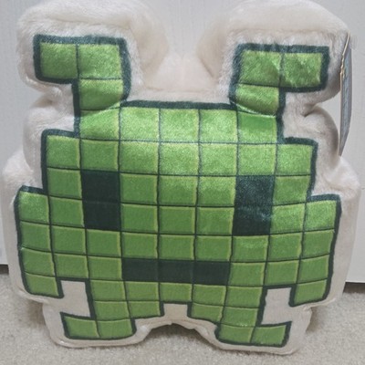 FAO Schwarz Space Invaders Green Pixel Alien Plush Stuffed Toy Small 2018