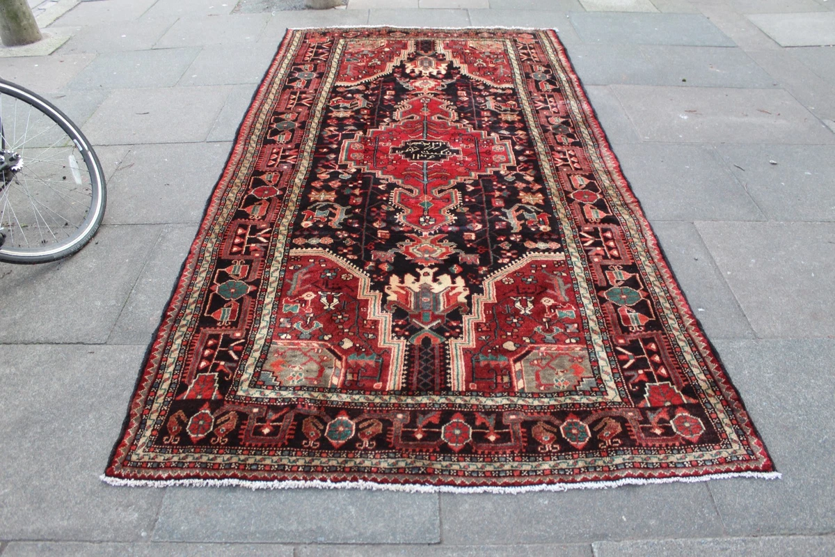 Tapis D'Orient Vintage Fait Main Traditionnel En Laine Rouge Long