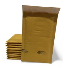 100 Pieces #000 4x8" Uline Gold Bubble Mailer Shipping Envelope Self-Seal