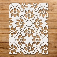 Repeating Pattern of Stylized Flowers Wall Art Reusable Stencil - StencilAir