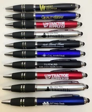 10 Lot Misprint Ink Pens with Soft Tip Stylus for Touch Screen, Thick Barrel
