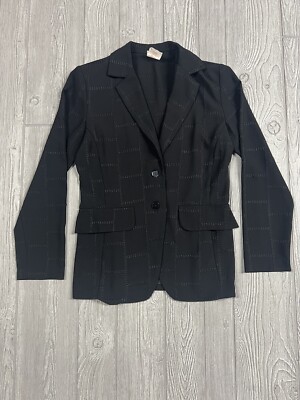 Vtg Studio C Blazer/Jacket Women s 10 Black 2 Button Patchwork Design Canada