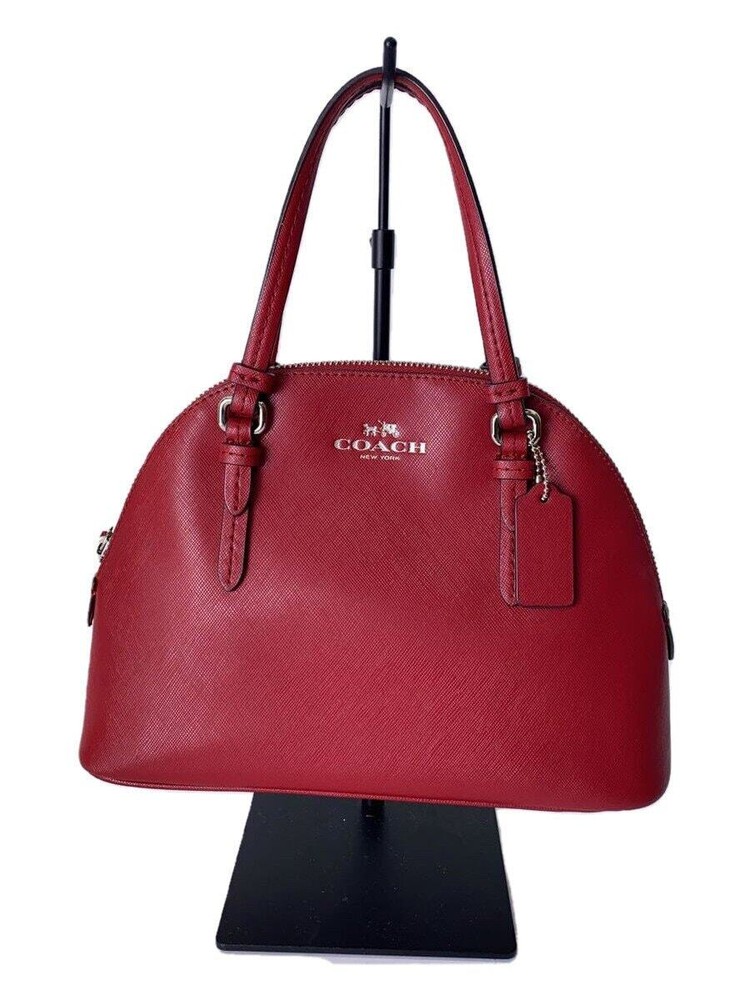 COACH Handbag_All Leather Leather RED Solid Color