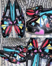 VTG 80 90S WOMENS 8 CAPEZIO LEATHER WINGTIP MUSIC CUTOUT RETRO CRAZY FUNKY SHOES