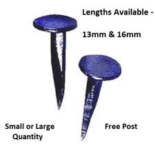 TACKS Blued Cut For Upholstery & Carpet  Pin / Nails 13mm - 1/2"  or 16mm - 5/8"