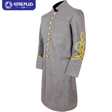 Civil War Captain's Grey Wool Frock Coat - 2 Braid Design, Authentic Style