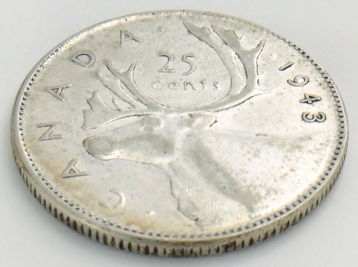1943 Canada Twenty Five 25 Cents Quarter Canadian Circulated