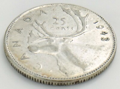 1943 Canada Twenty Five 25 Cents Quarter Canadian Circulated