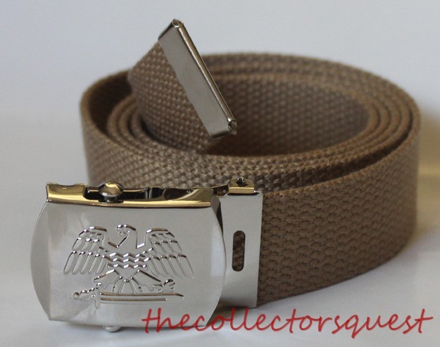 NEW EAGLE ADJUSTABLE KHAKI CANVAS GOLF MILITARY WEB UNIFORM BELT CHROME  BUCKLE