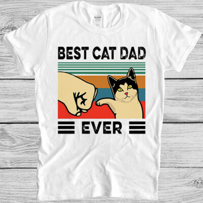 T-Shirt Best Cat Dad Ever Haustierliebhaber Kätzchen Top Retro Meme cool Geschenk 7106