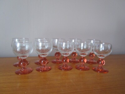 6 verres à pied en verre bicolore bullé genre BIOT 6 verres à pied en verre bicolore bullé genre BIOT