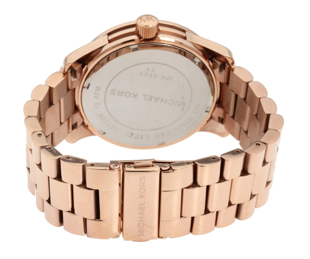 New MICHAEL KORS 100% MK Runway Crystal Rose Gold tone Women's