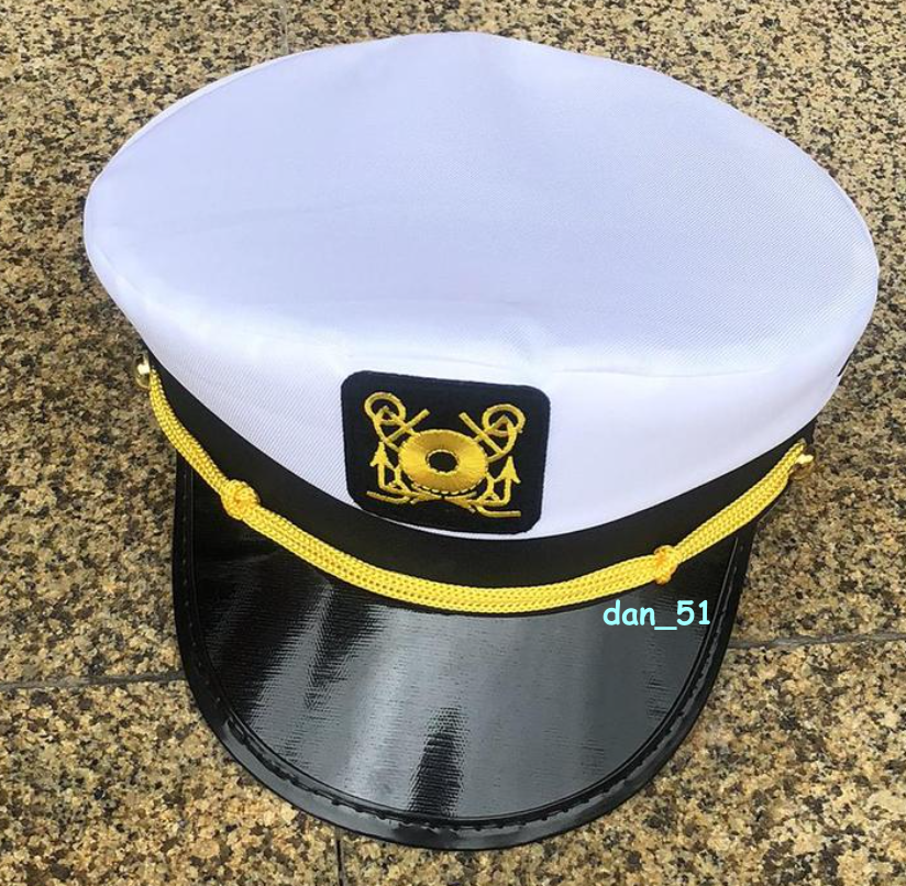 White Embroidered Navy Flat Top Military Hat Cosplay Party Sailor Hat Costume eBay