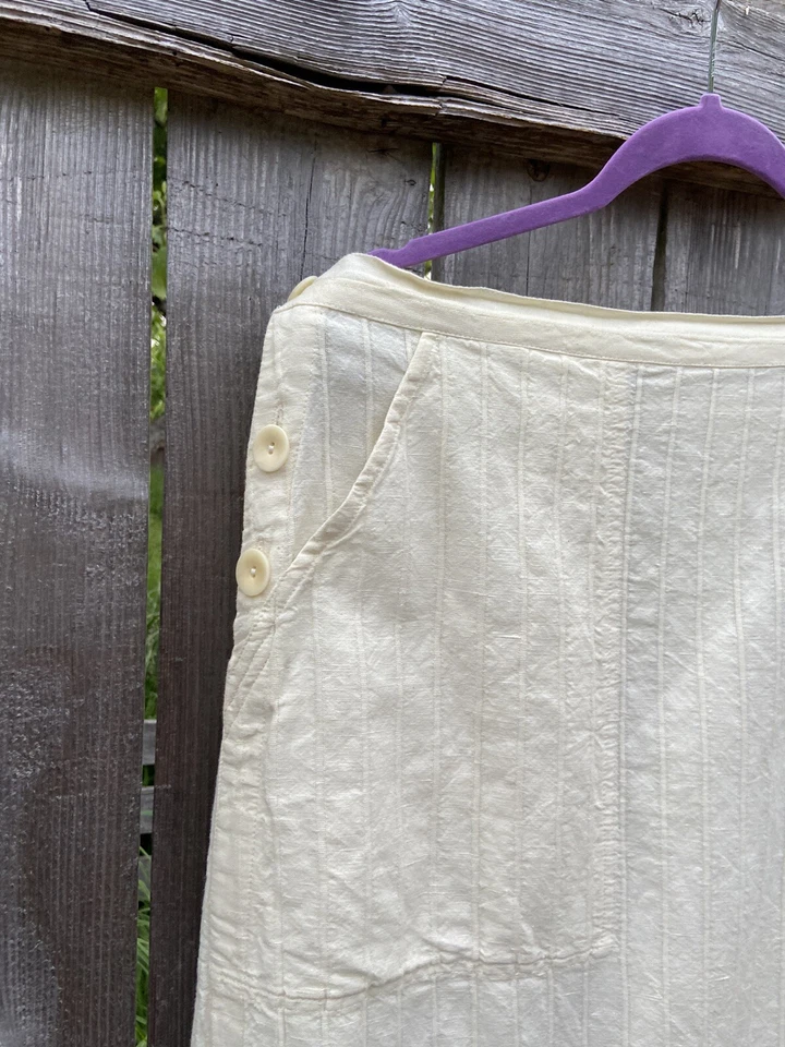 Maxi Falda Lino Amarillo Lino Algodón Lagenlook Cottagecore Bolsillo Talla L Foto 3 de 4