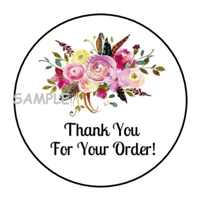 30 THANK YOU FOR YOUR ORDER BOHO ENVELOPE SEALS LABELS STICKERS 1.5 ...