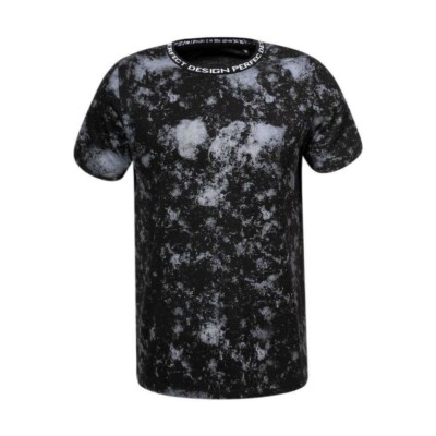 Men's T-Shirt by Glo Story Short Sleeve Crew Neck Cotton - Black Size 48/50 M