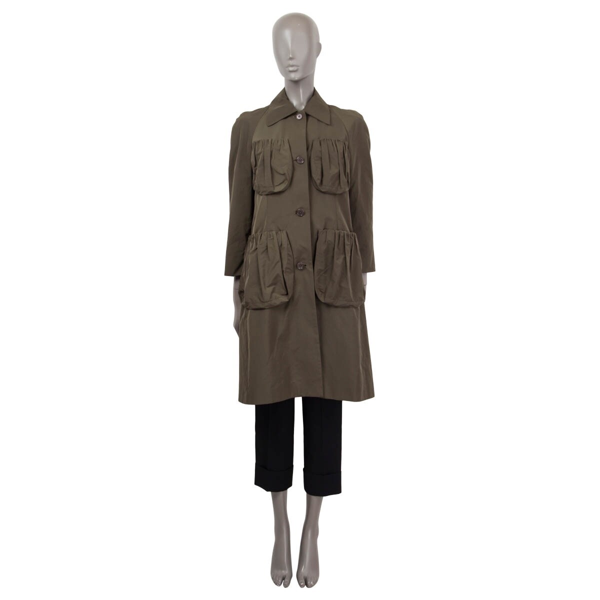 66610 auth DRIES VAN NOTEN olive green cotton SHELL POCKET 66610 auth DRIES VAN NOTEN olive green cotton SHELL POCKET