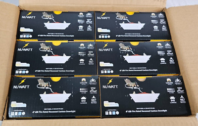 6x 4'' Square Recessed Lighting 5CCT Selectable LED 12W 2700K+ 2 Hr Fire Rated