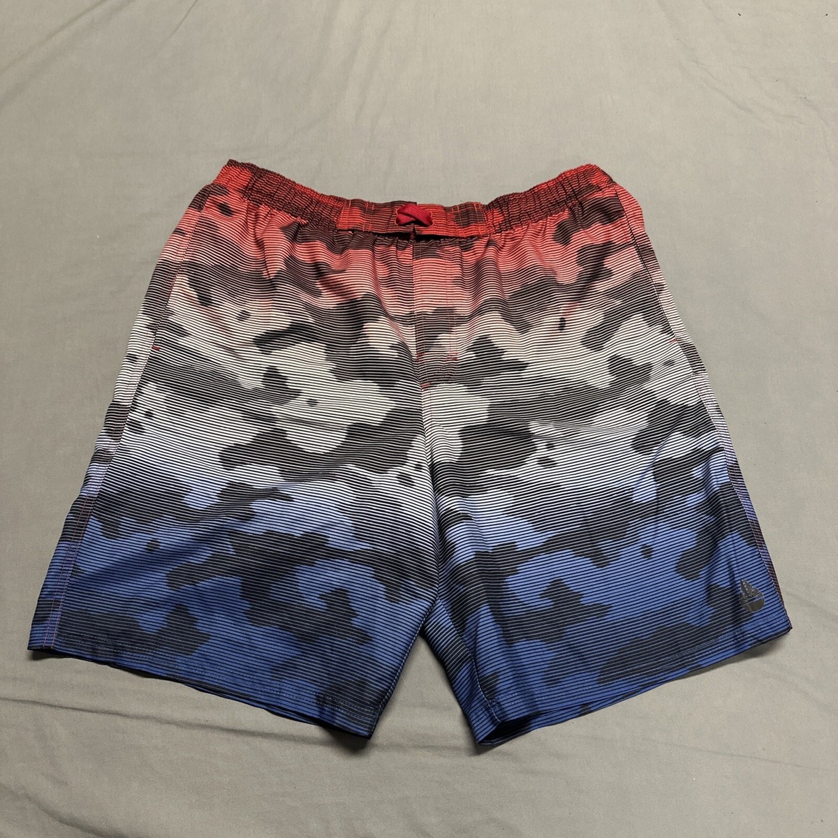 O'rageous Men's Red White Blue Camo Print Swim Trunks/Board Shorts